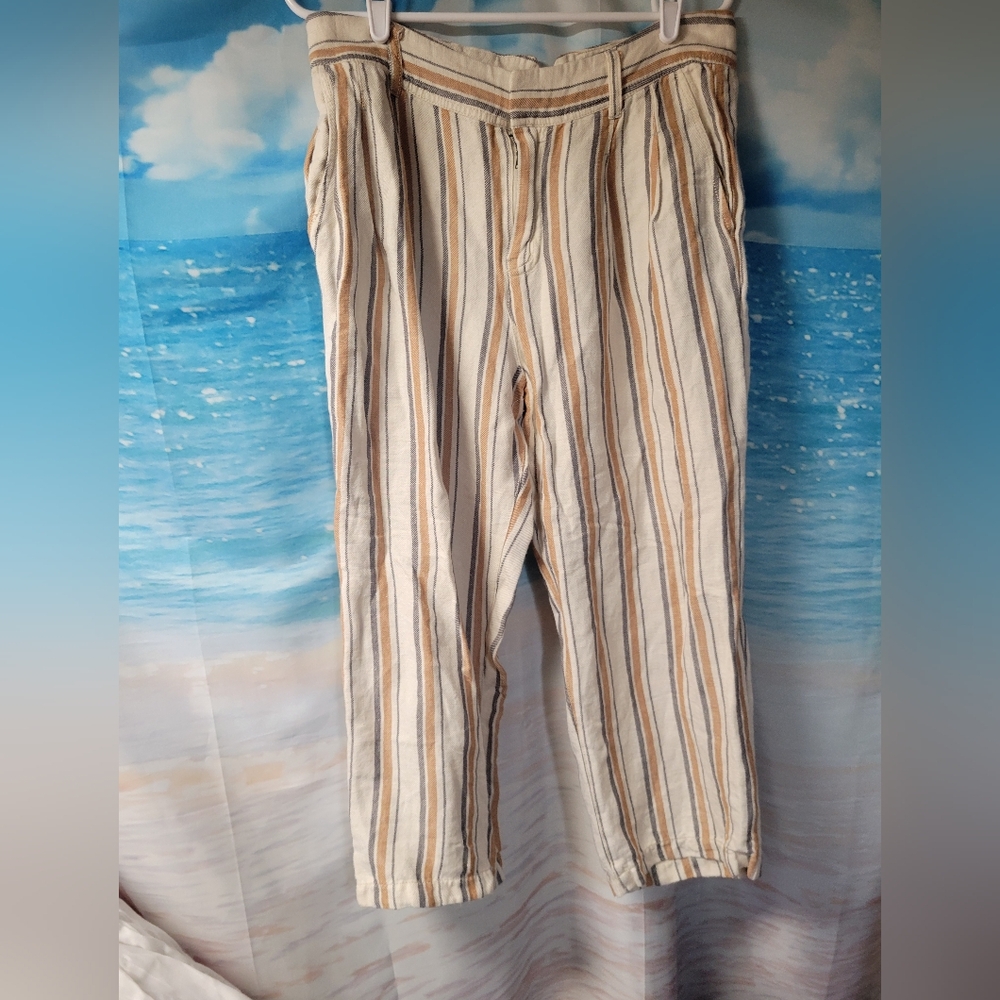 Free People Womens Striped Linen Pants Size 10